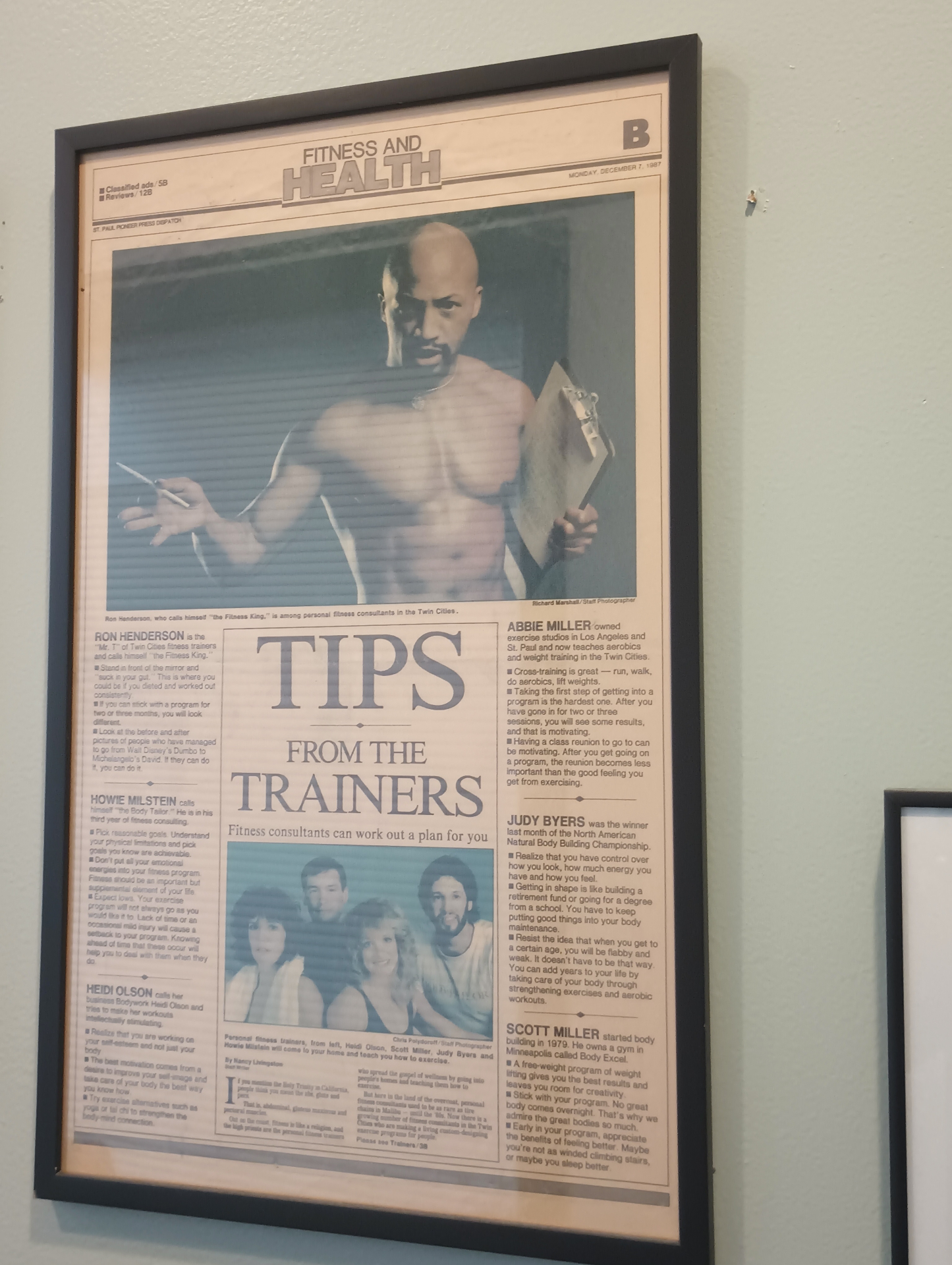 St. Paul Pioneer Press Fitness and Health feature, December 1987
